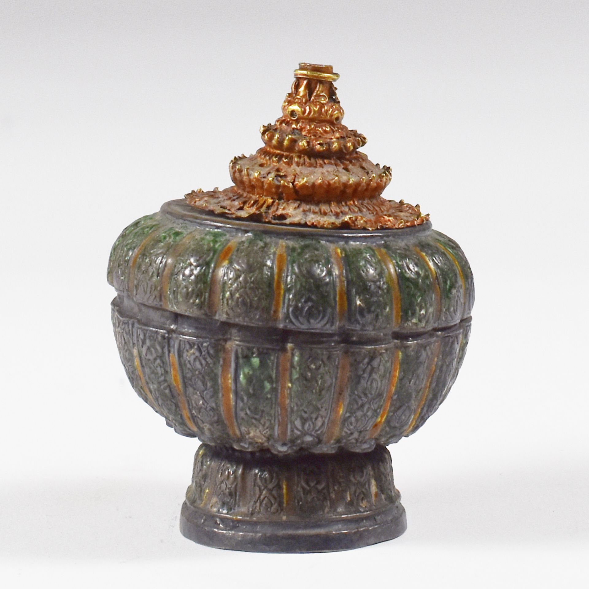 19th c. Thai Enamel Offering Box - Image 2 of 7