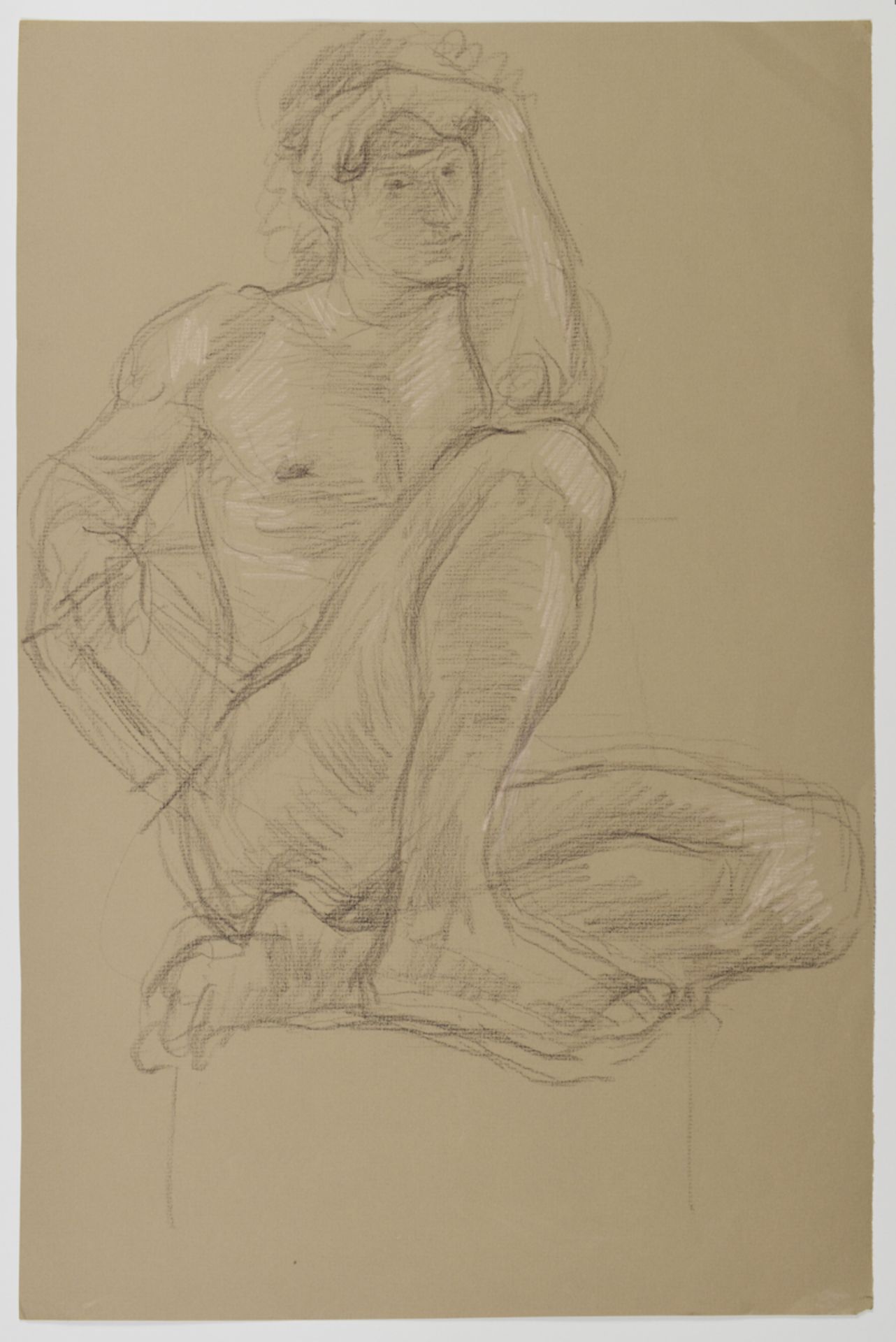 Paul Cadmus Seated Male Nude Crayon on Paper - Bild 2 aus 3