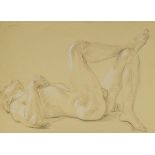 Paul Cadmus Supine Male Nude Crayon on Paper