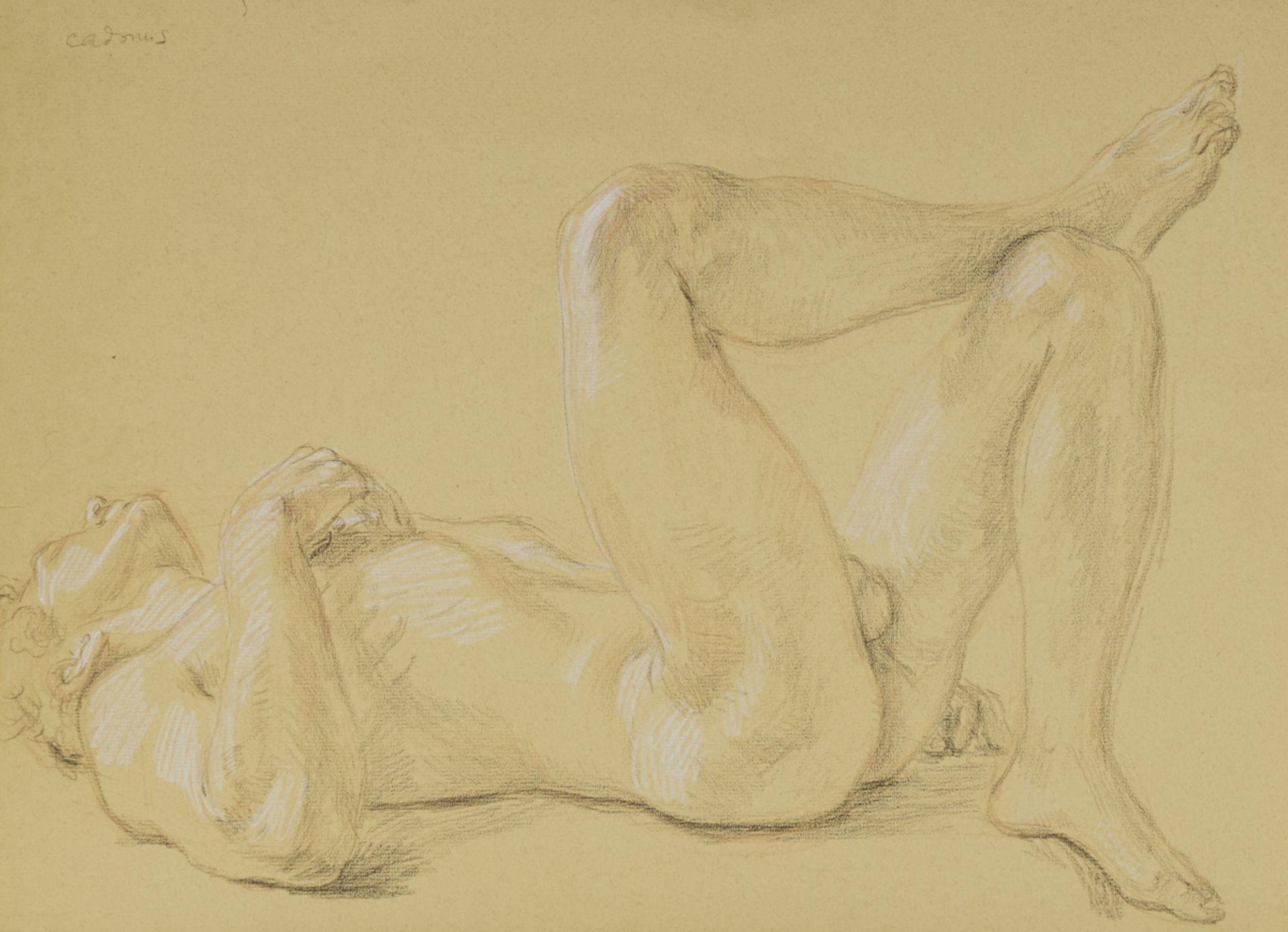 Paul Cadmus Supine Male Nude Crayon on Paper