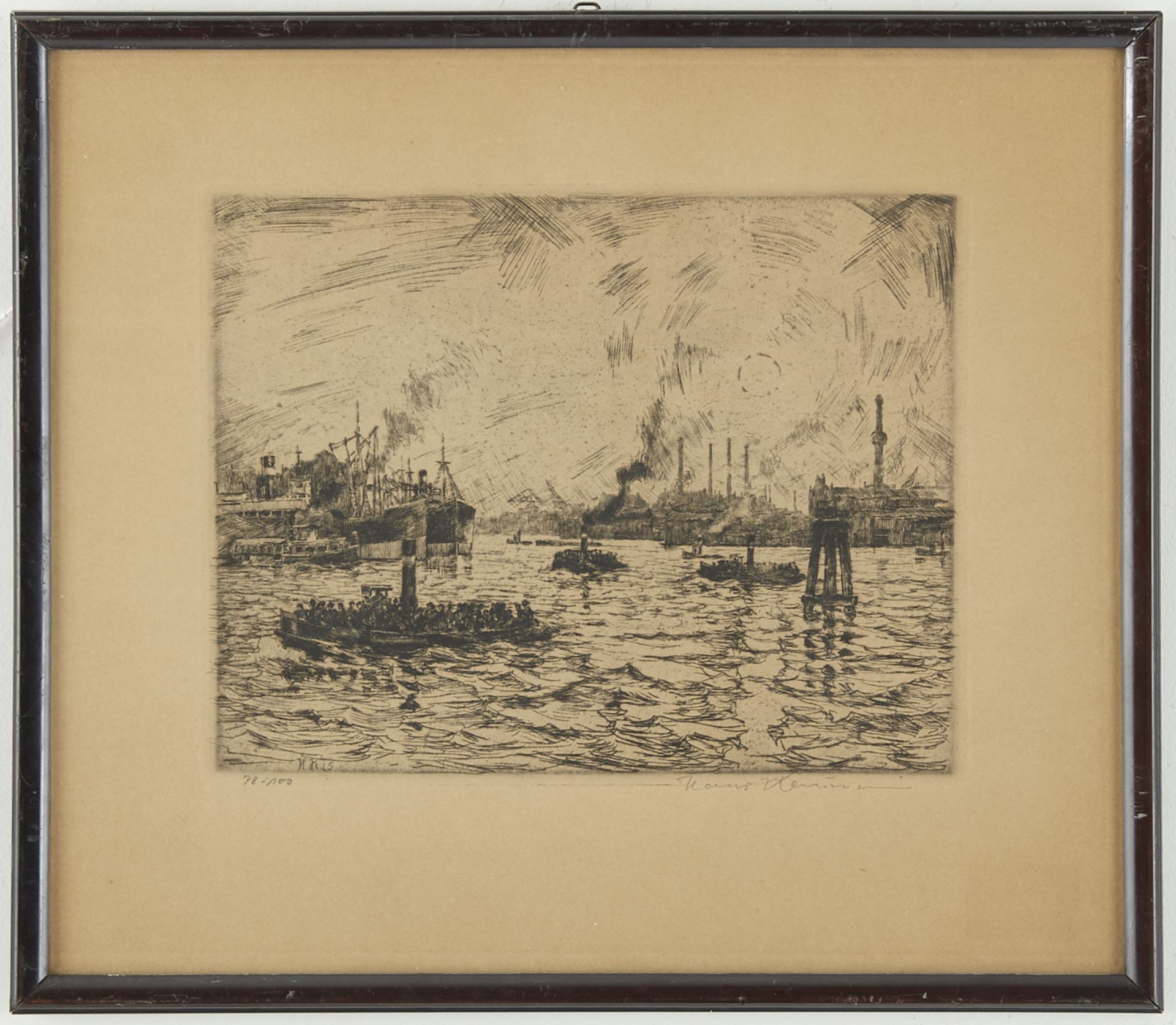 Hans Kleiber Harbor Scene Etching - Bild 2 aus 4