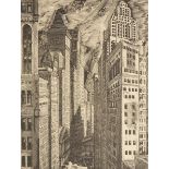 Deco Era Wood Engraving "Broad Street Canyon" Kravchenko