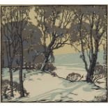 Henry Gilbert Foote "Winter Shadows" Woodblock Print