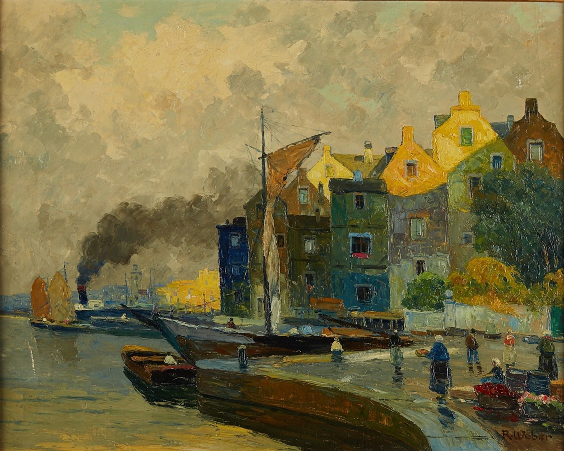 Rudolf Weber "At Harderwijk" Oil on Canvas