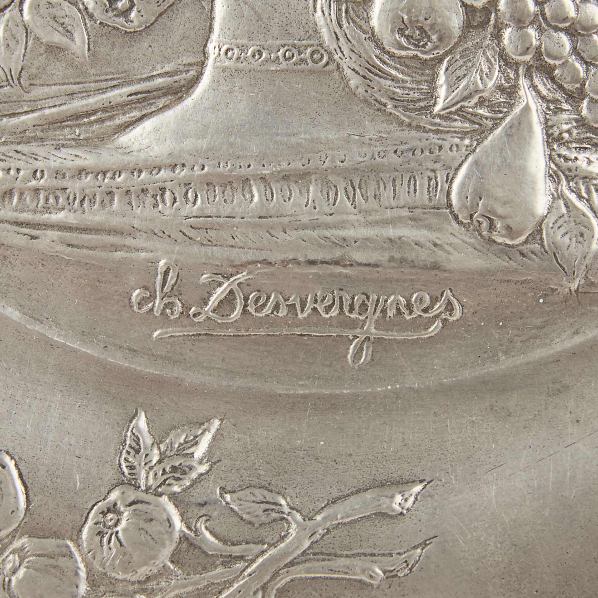 Charles Desvergnes Fruit Girl Pewter Plaque - Bild 4 aus 4