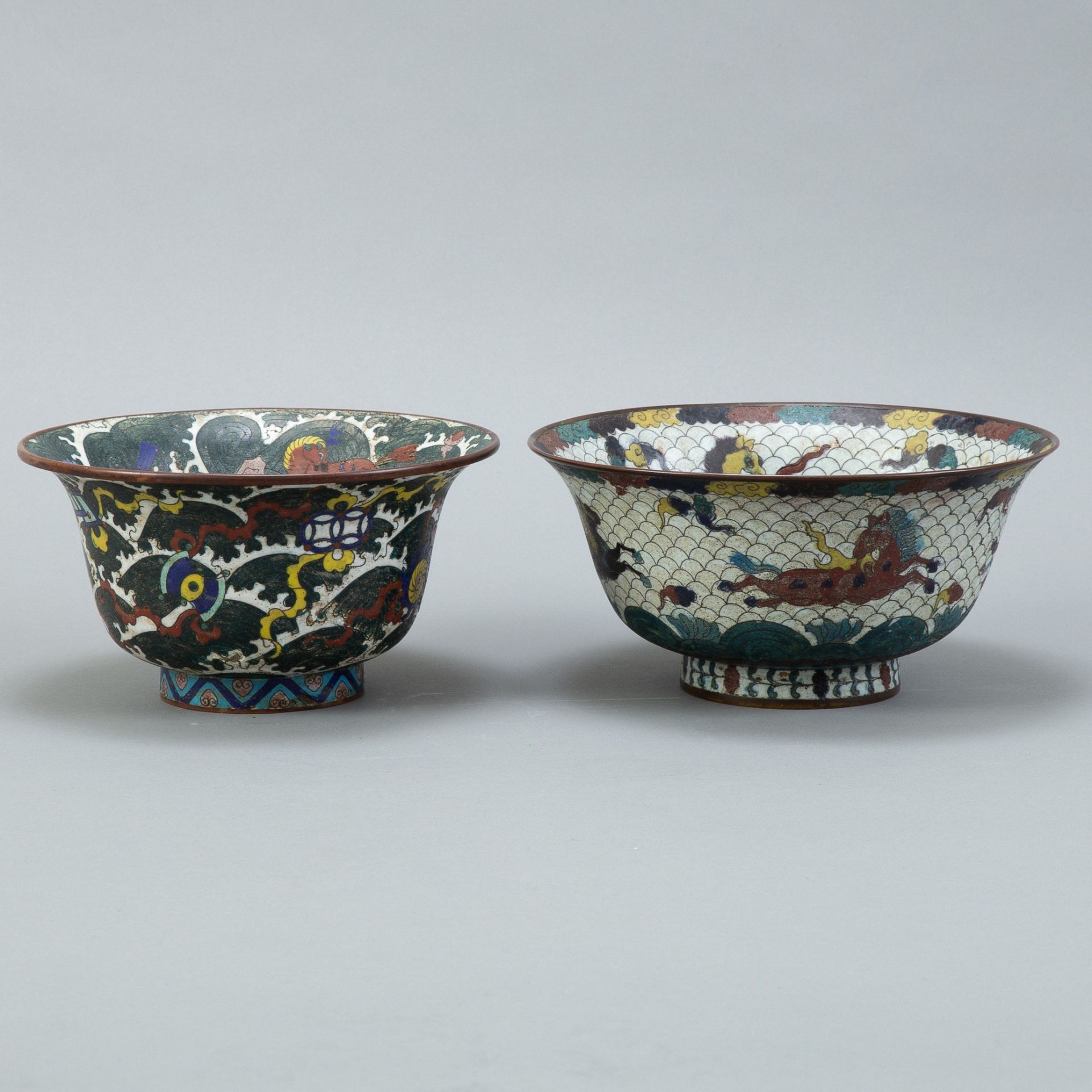 Group: 2 Early Chinese Cloisonne Bowls - Image 3 of 7