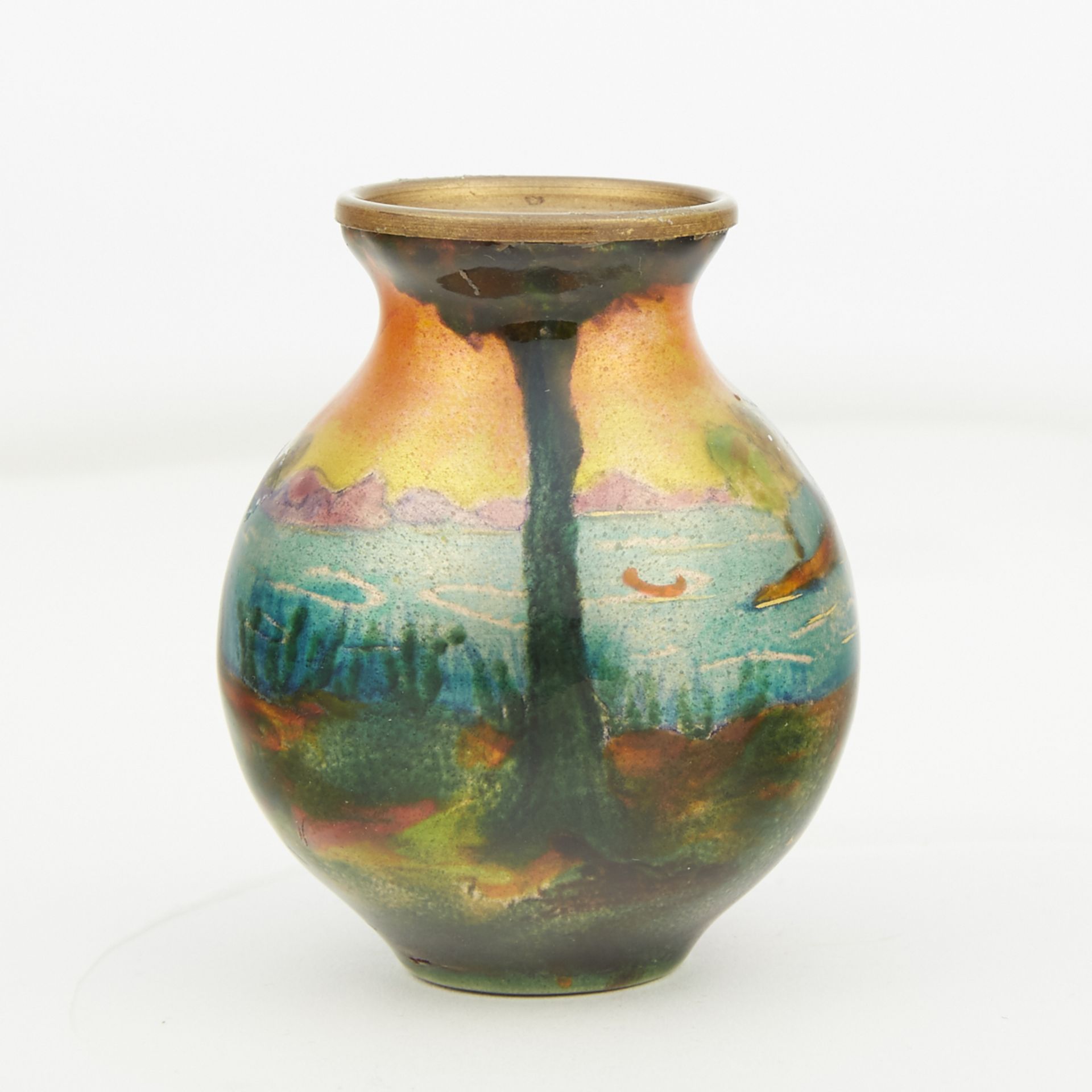 Borval Enamelware Metal Vase - Image 3 of 8