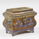 20th c. Chinese Export Gilt Silver Enamel Filigree Box