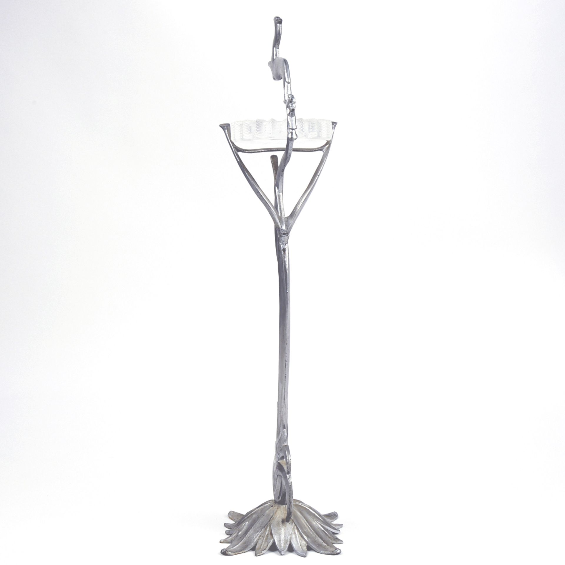 Arts & Crafts Deer Metal Stand w/ Lalique Glass Ashtray - Bild 3 aus 10