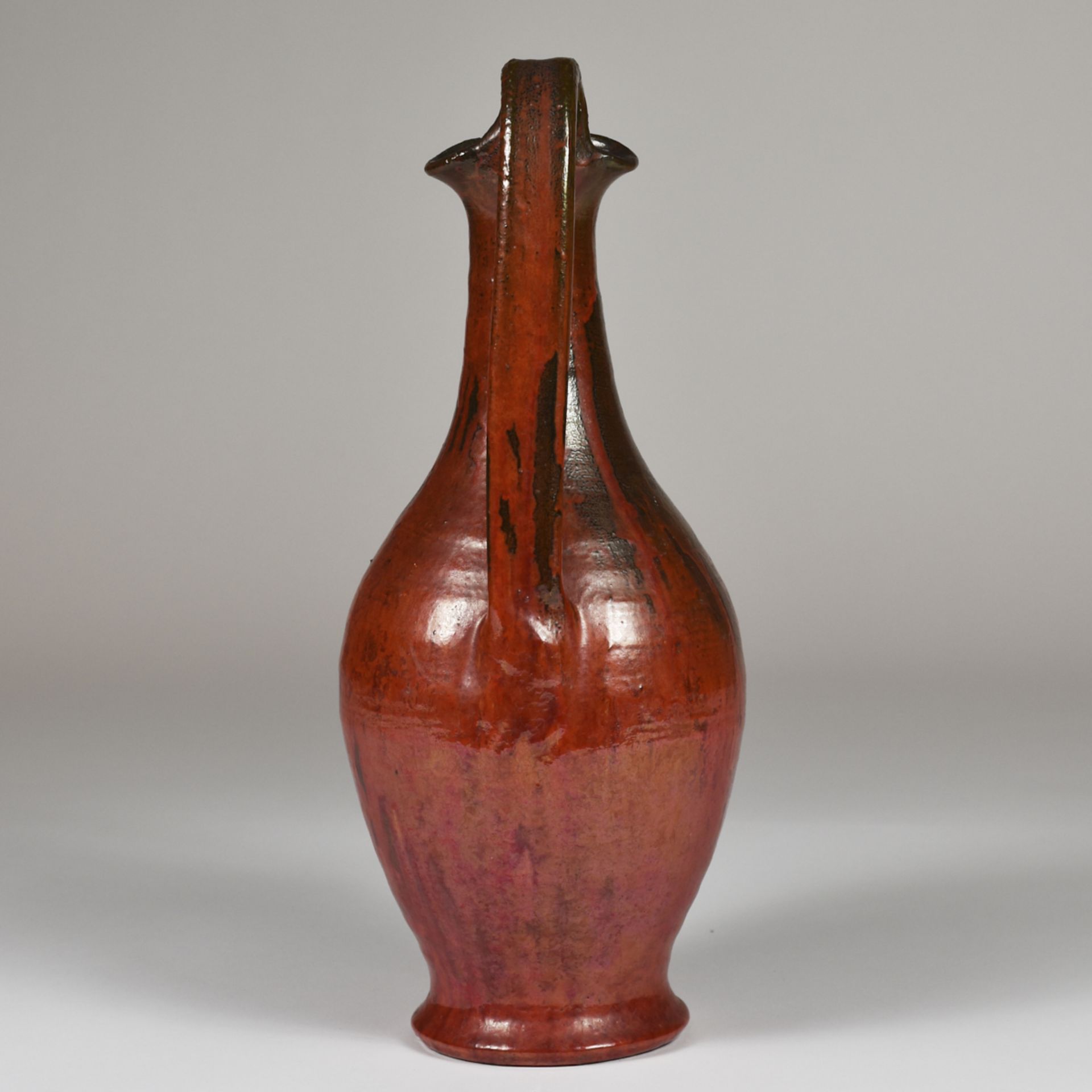 North State Pottery Marked Chrome Red Glaze Ewer - Image 4 of 5