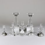 Pair of David Dowler Steuben Crystal Candlesticks w/ 5 in Case