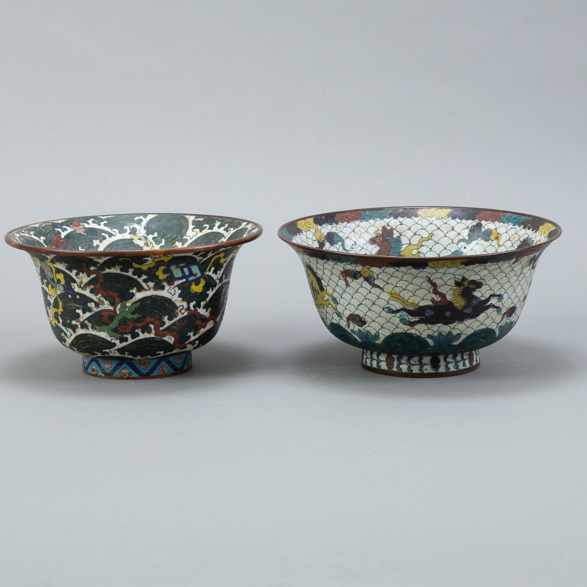 Group: 2 Early Chinese Cloisonne Bowls - Image 5 of 7