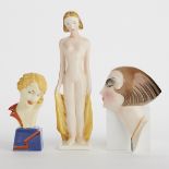 Grp: 3 Art Deco Ceramic Pieces of Women German Czech