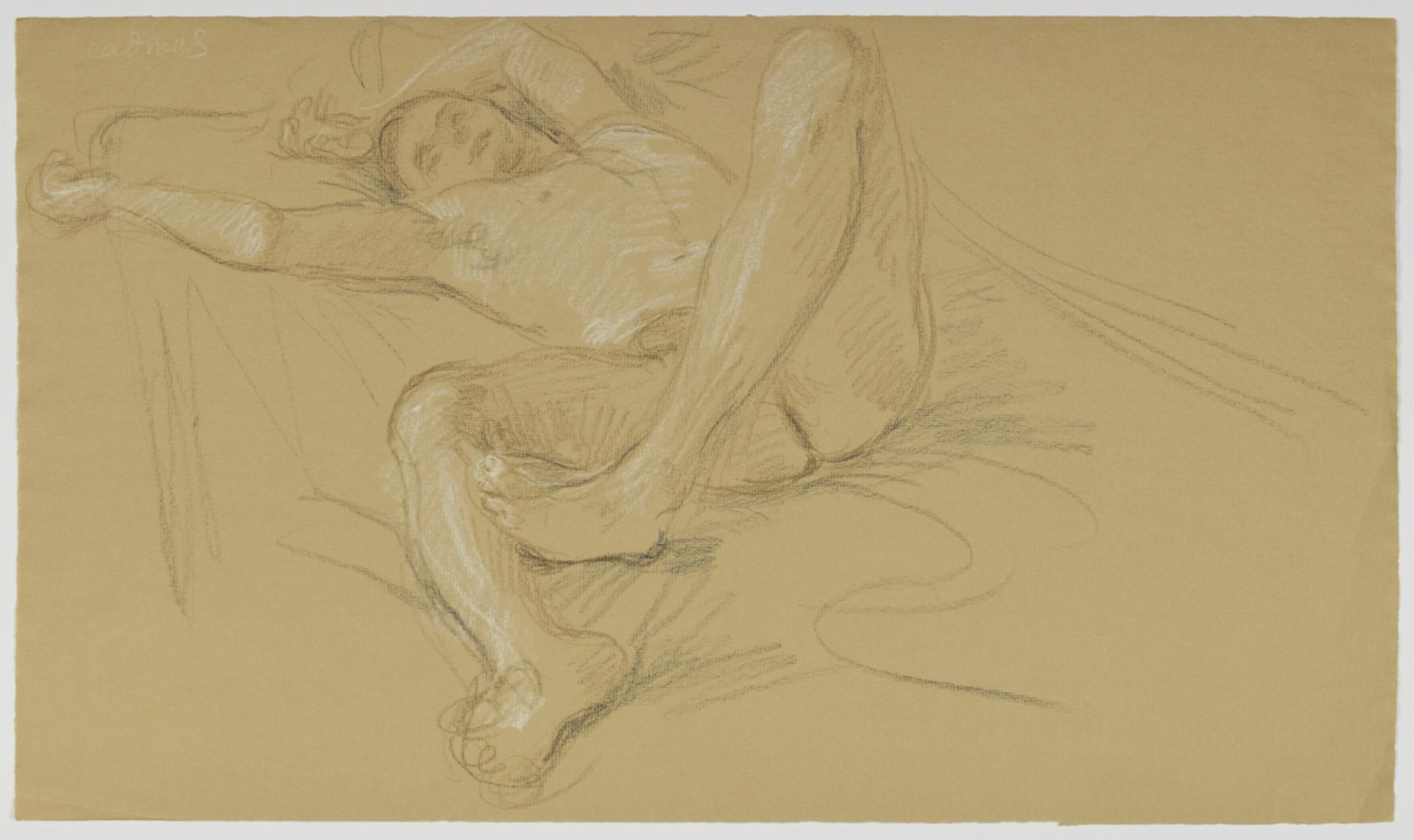 Paul Cadmus Reclining Male Nude Crayon on Paper - Bild 2 aus 4