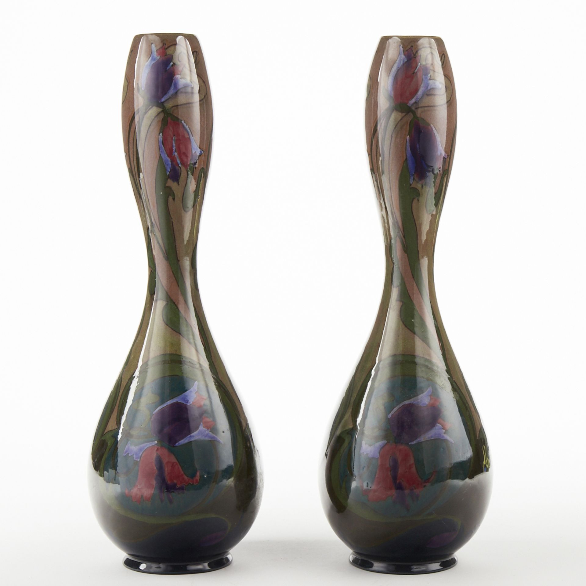 Zuid Holland Gouda Pottery Dutch Art Nouveau Floral Vases - Image 3 of 6