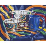 Jeanette Pasin Sloan "Still Life with Blue Cup" Mixed Media