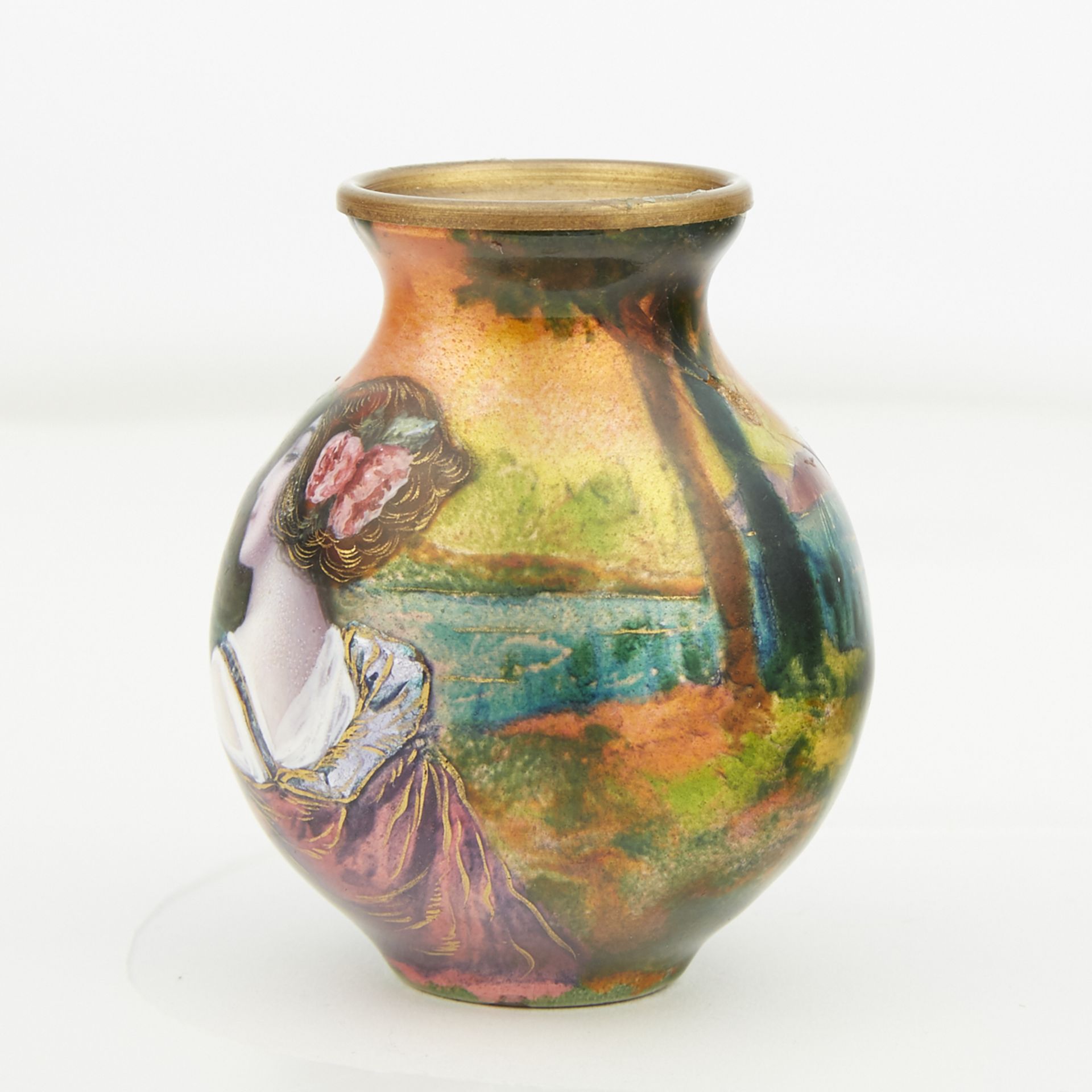 Borval Enamelware Metal Vase - Image 2 of 8
