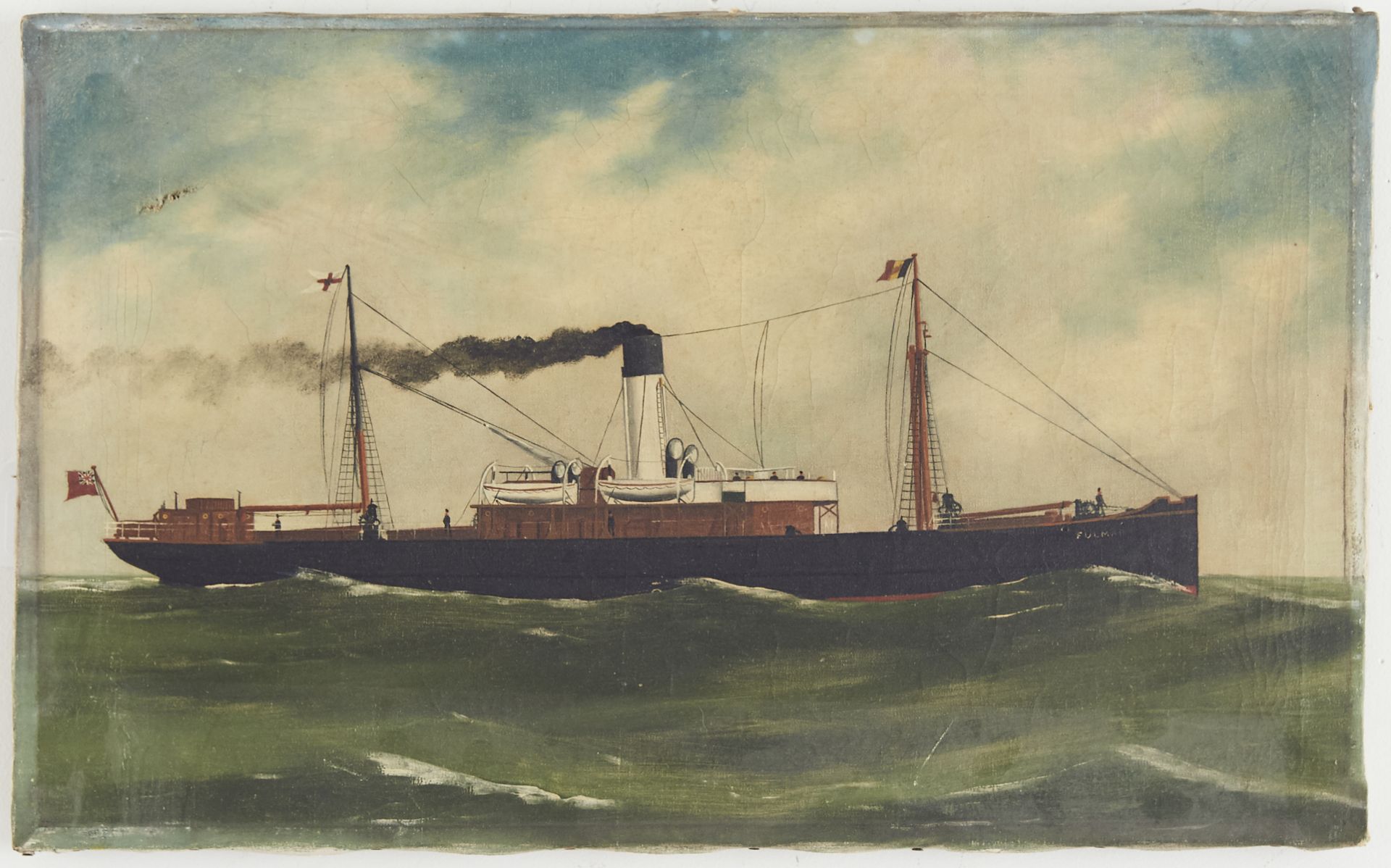 Pair of Alfred Jansen Ship Paintings Oil on Canvas - Bild 6 aus 7