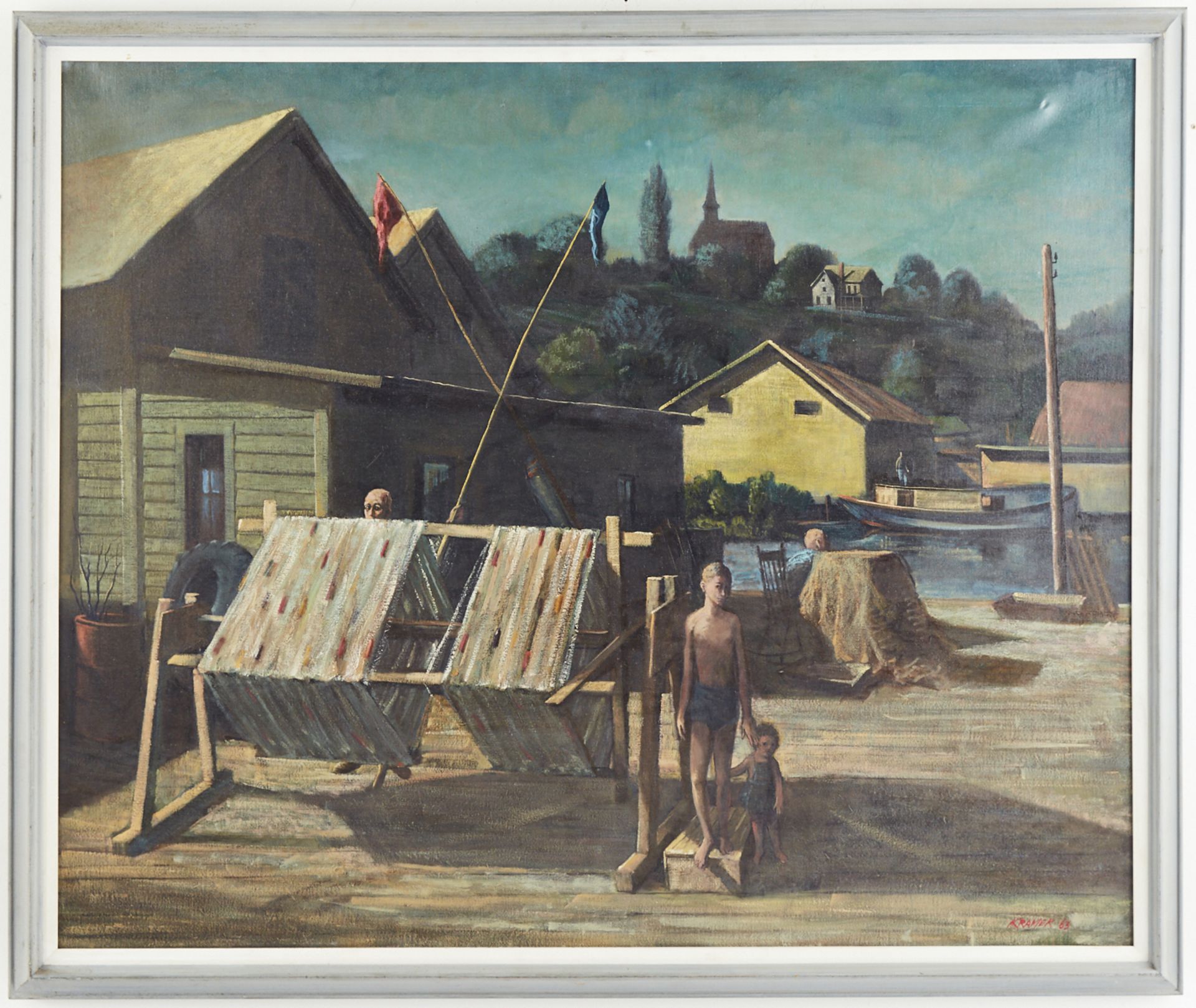 Paul Kramer Figures at Loom Oil on Canvas - Bild 2 aus 4