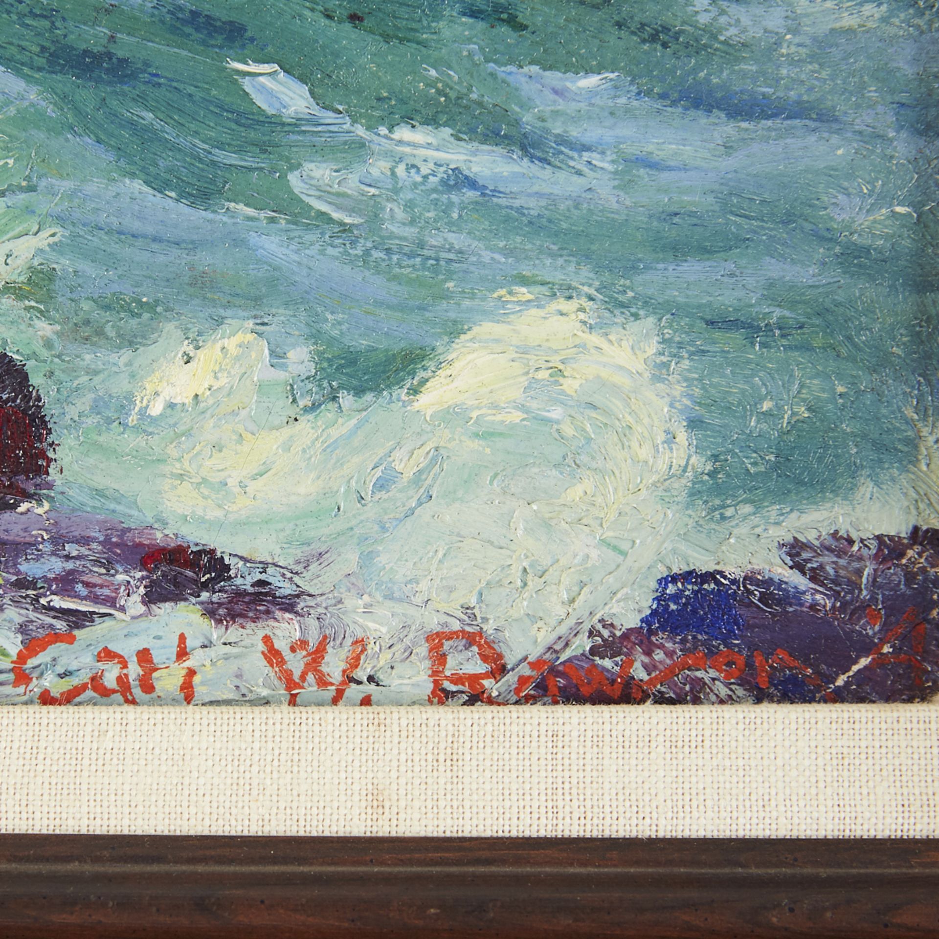 Carl Rawson Waves Crashing on Rocks Oil on Board - Bild 3 aus 3