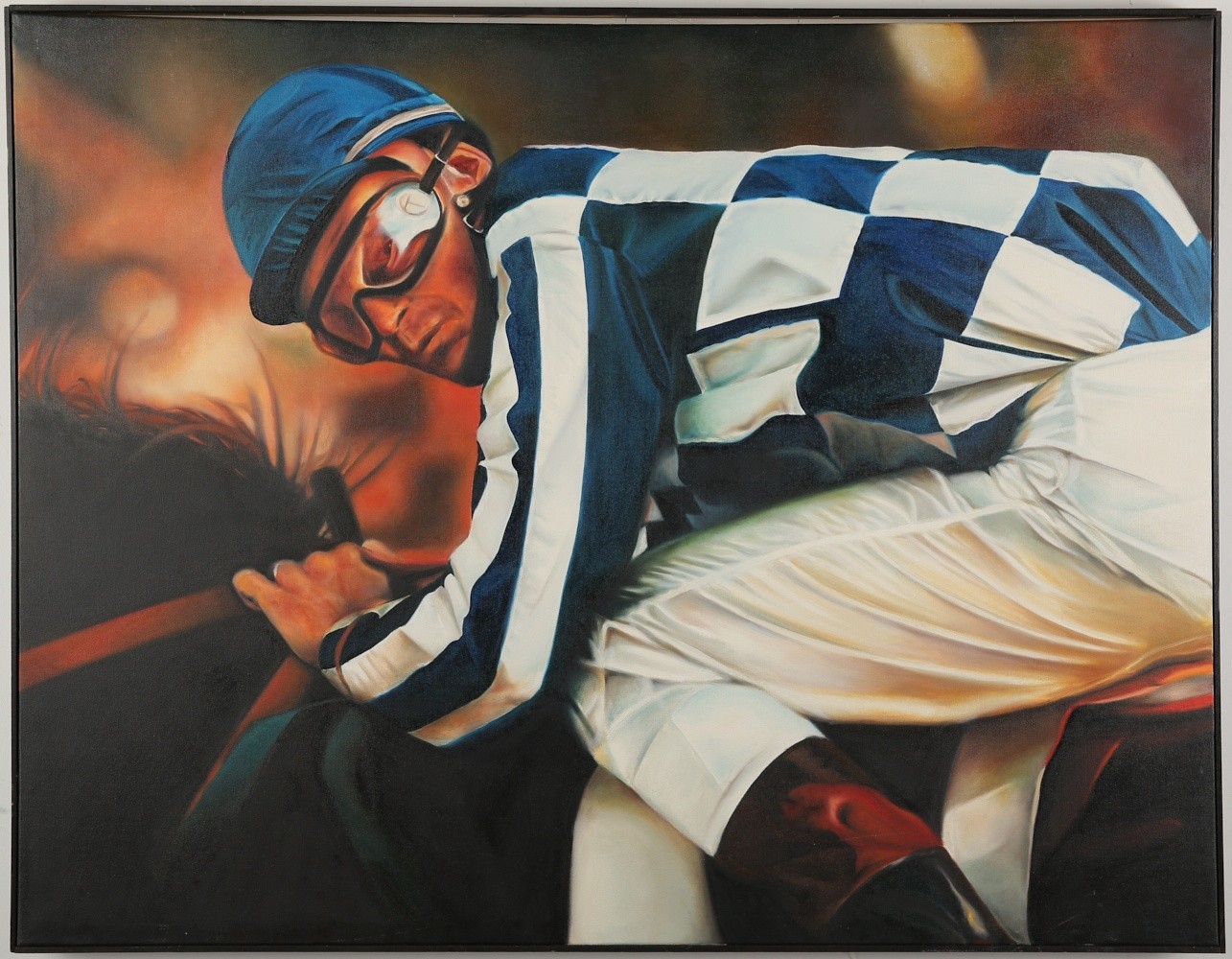 Terrence Fogarty "Jockey I" Oil on Canvas - Image 2 of 2