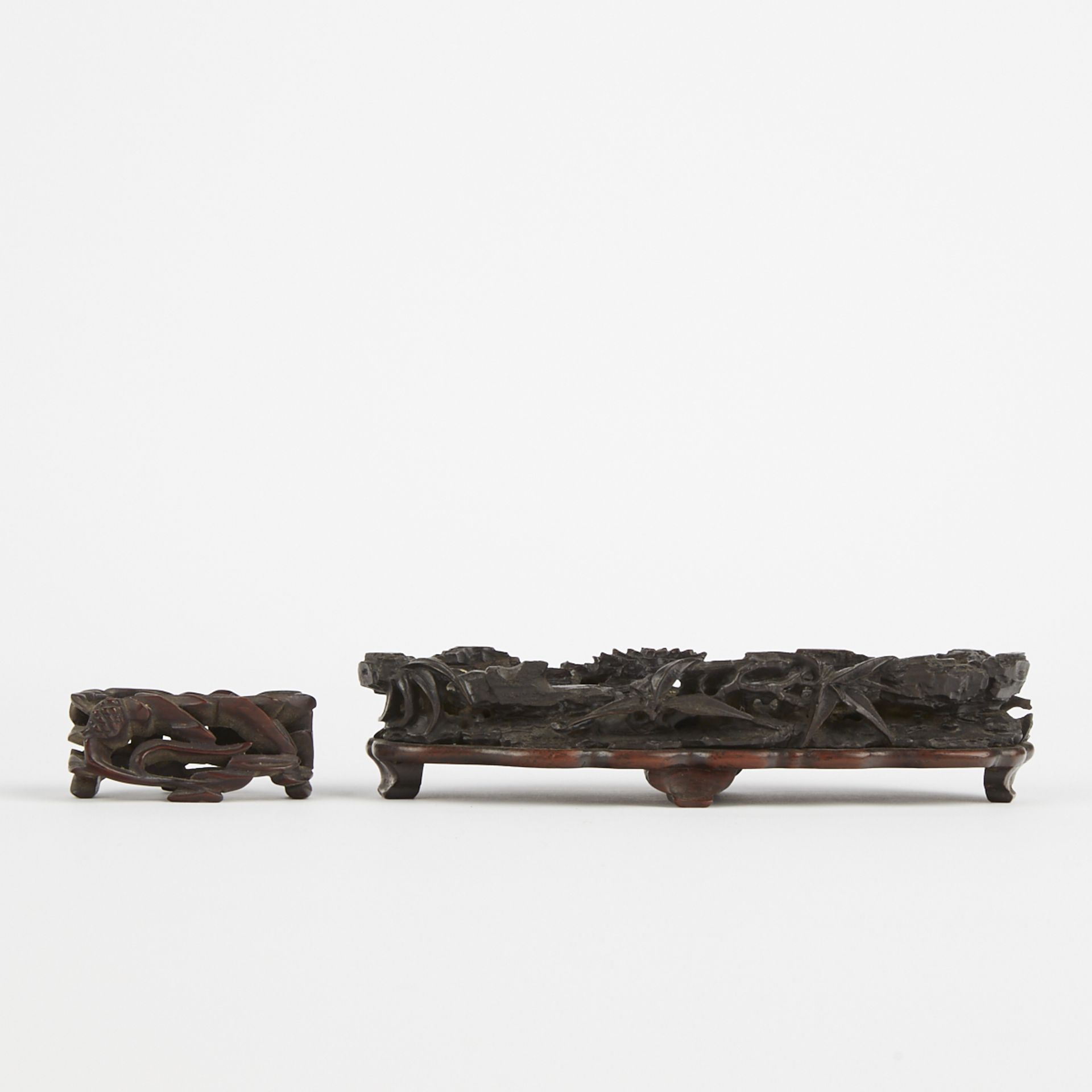 Pair of Chinese Carved Stands - One Zitan - Image 5 of 9