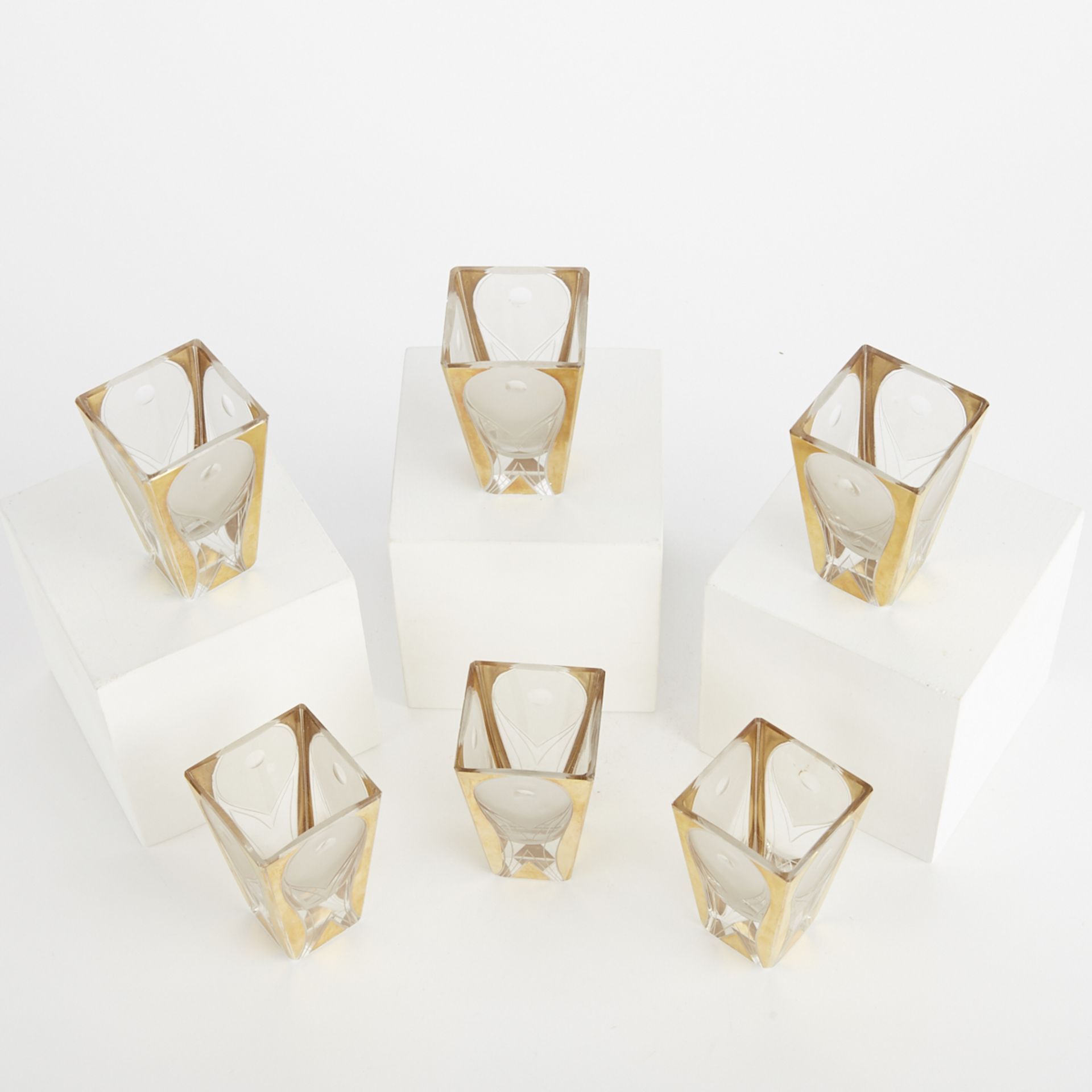 Grp: 6 20th c Moser Style Vienna Modern Shot Glasses - Image 3 of 5