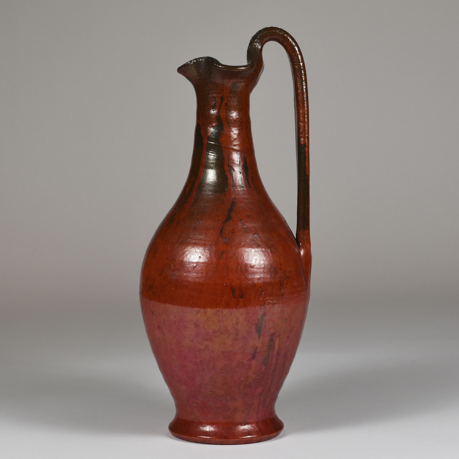 North State Pottery Marked Chrome Red Glaze Ewer - Image 3 of 5