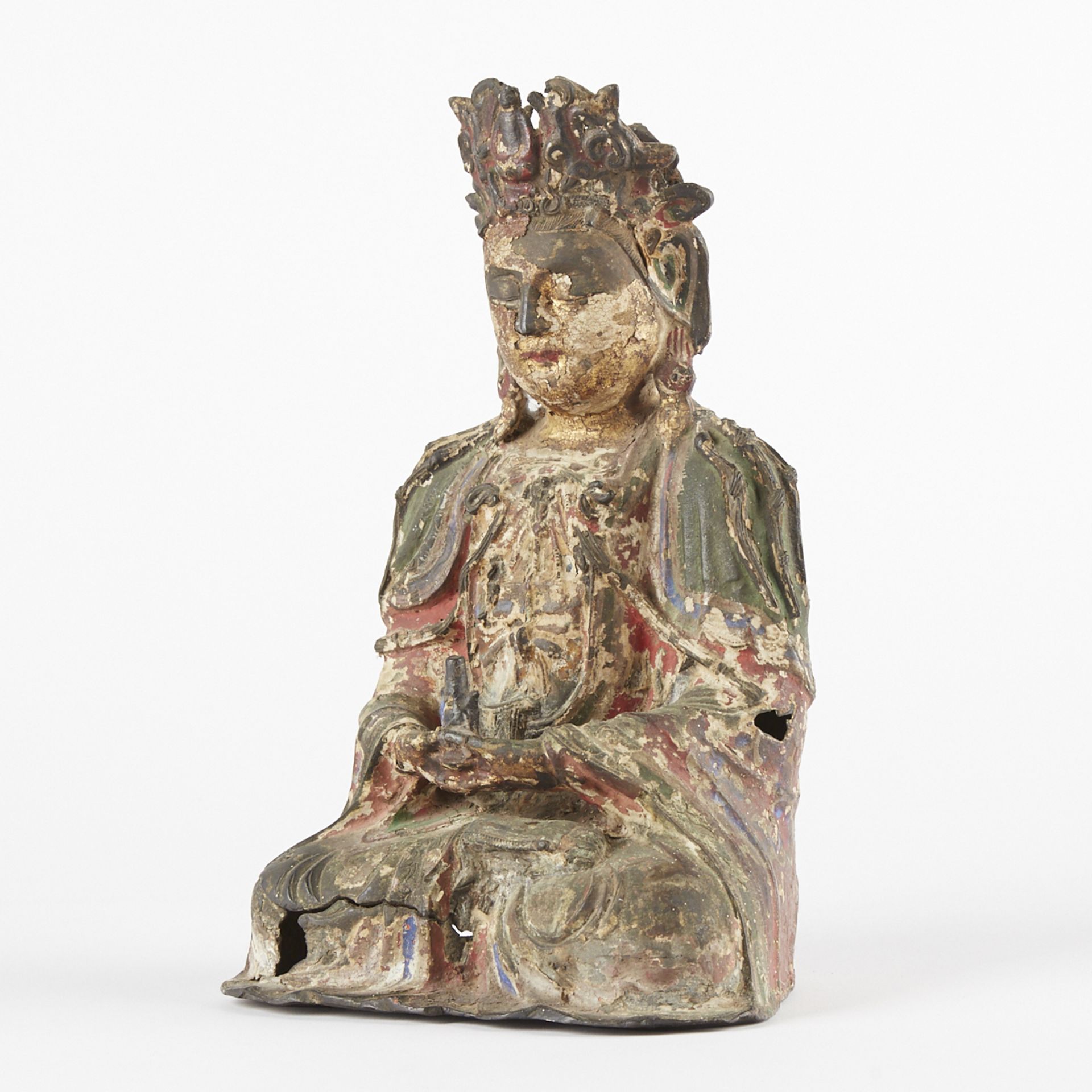 17th Century Chinese Polychromed Bronze Buddha - Bild 6 aus 8