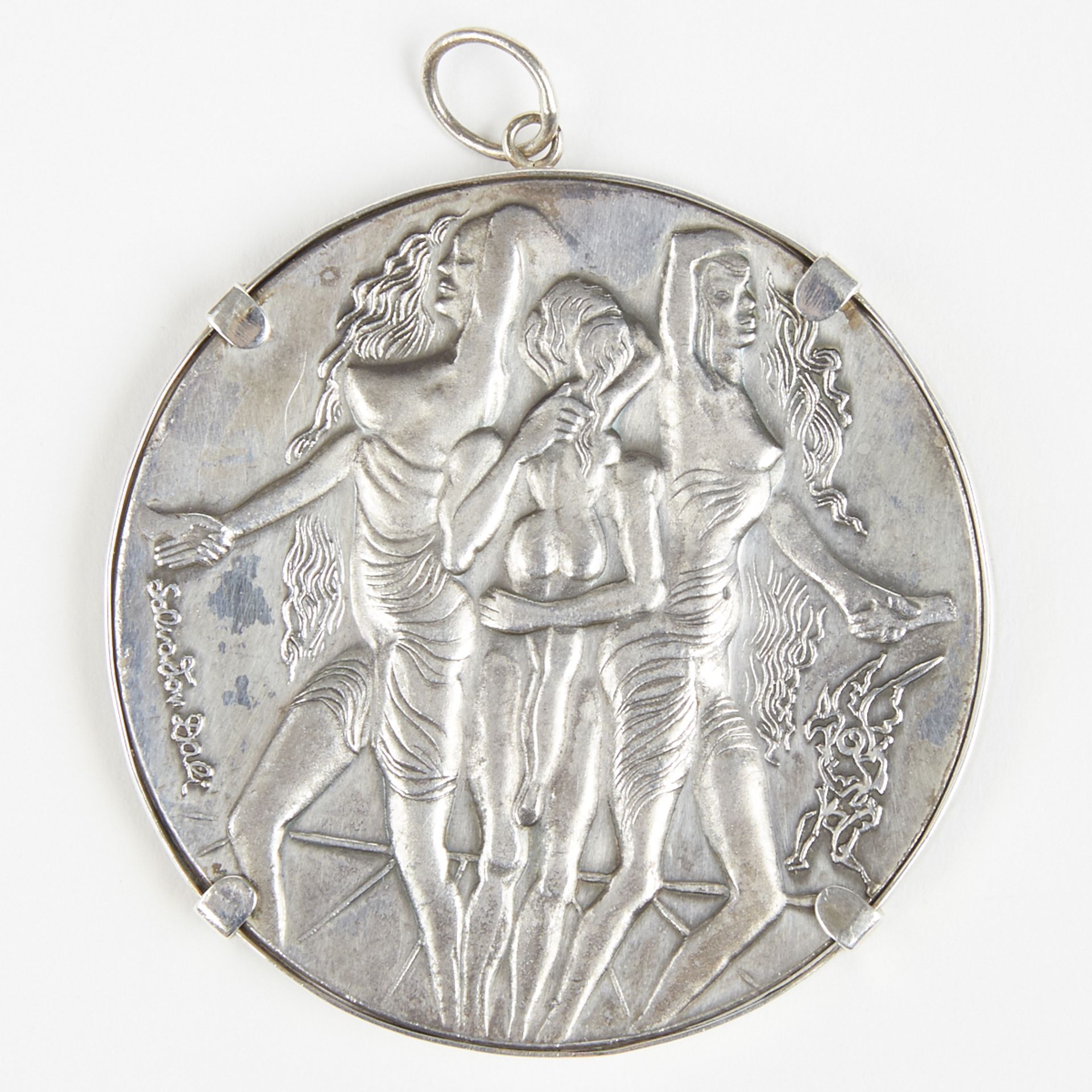 Salvador Dali 1978 "Peace" Silver Medallion Pendant