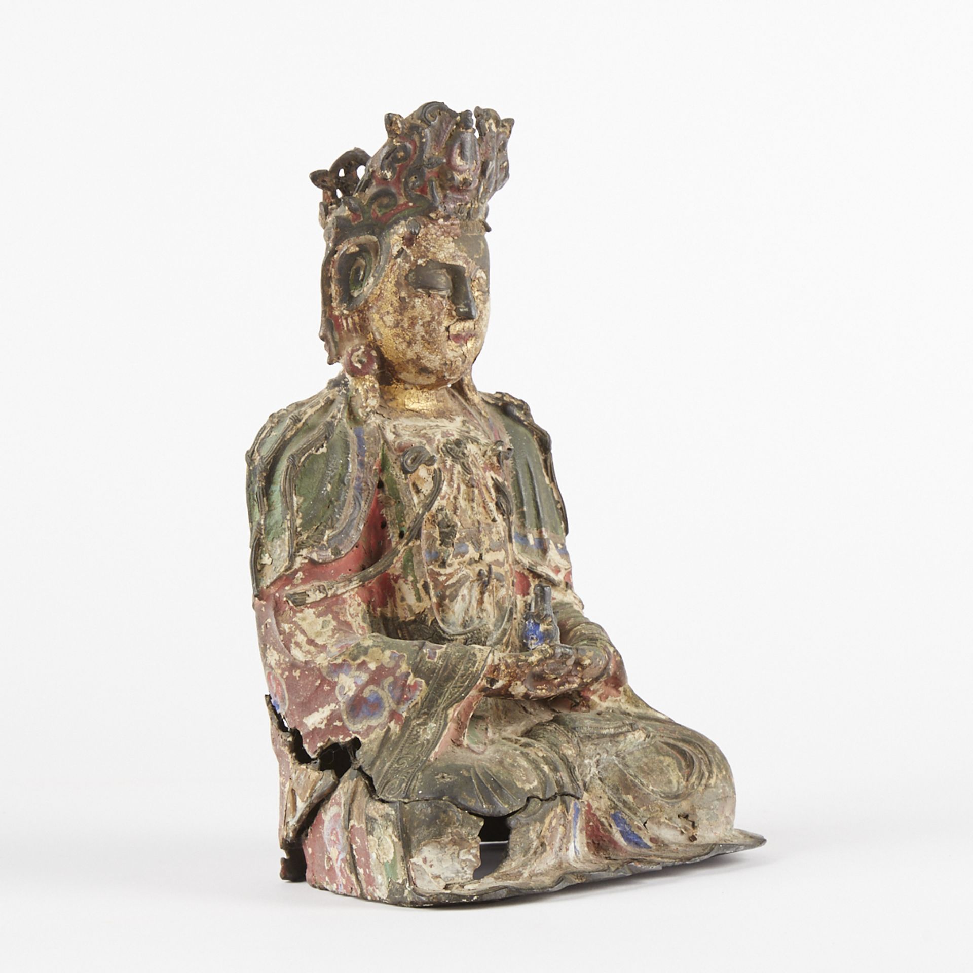 17th Century Chinese Polychromed Bronze Buddha - Bild 2 aus 8