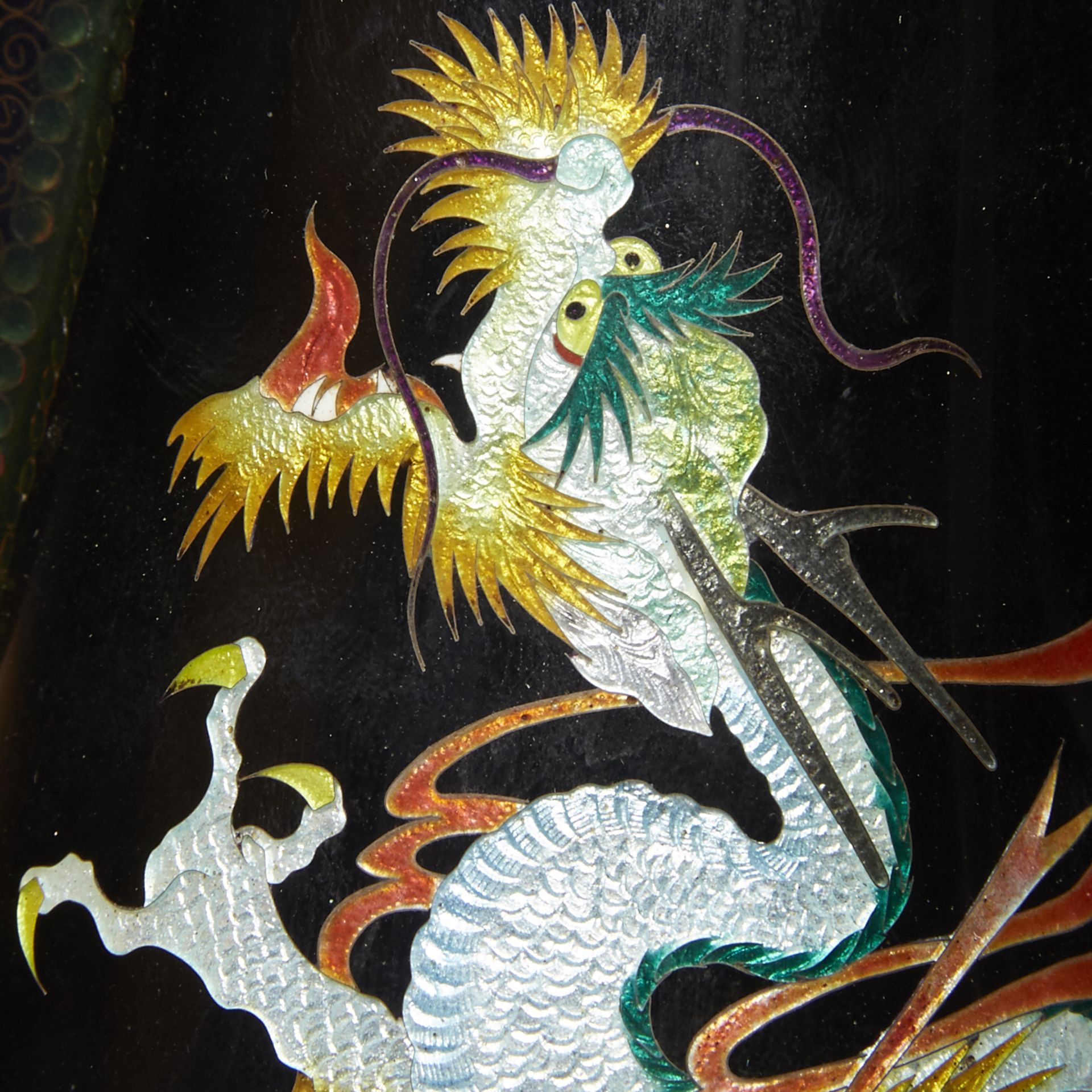 Japanese Cloisonne Enamel Dragon Vase and Pitcher - Bild 8 aus 8