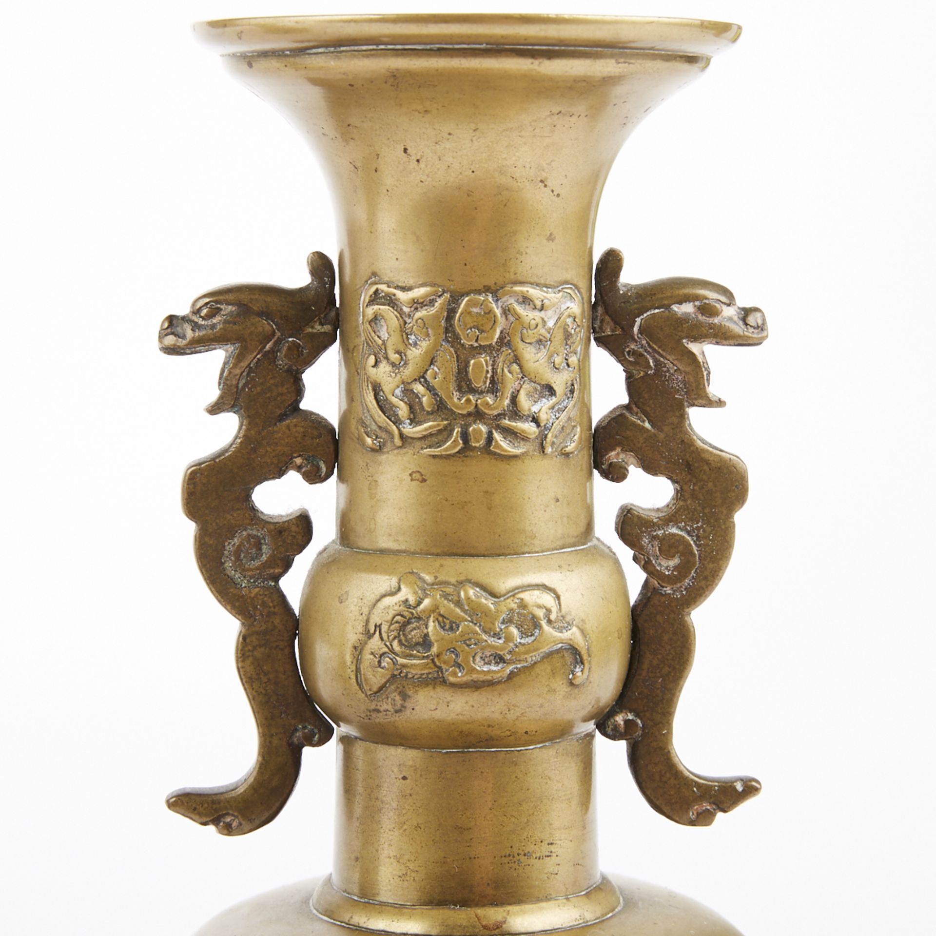 Grp: 2 19th Century Chinese Bronze Vases - Bild 8 aus 9