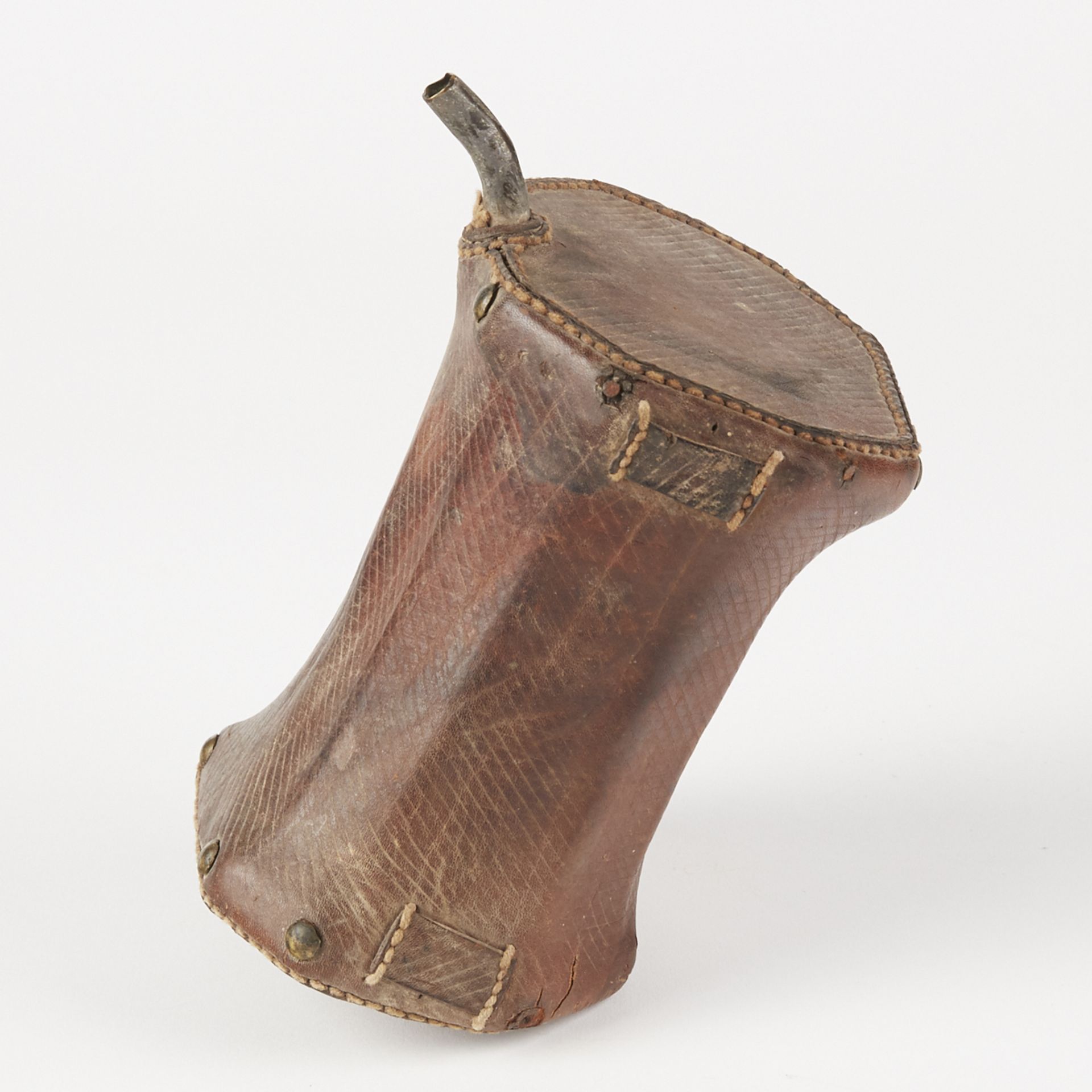 18th c. French/Canadian Leather Powder Flask - Bild 4 aus 6