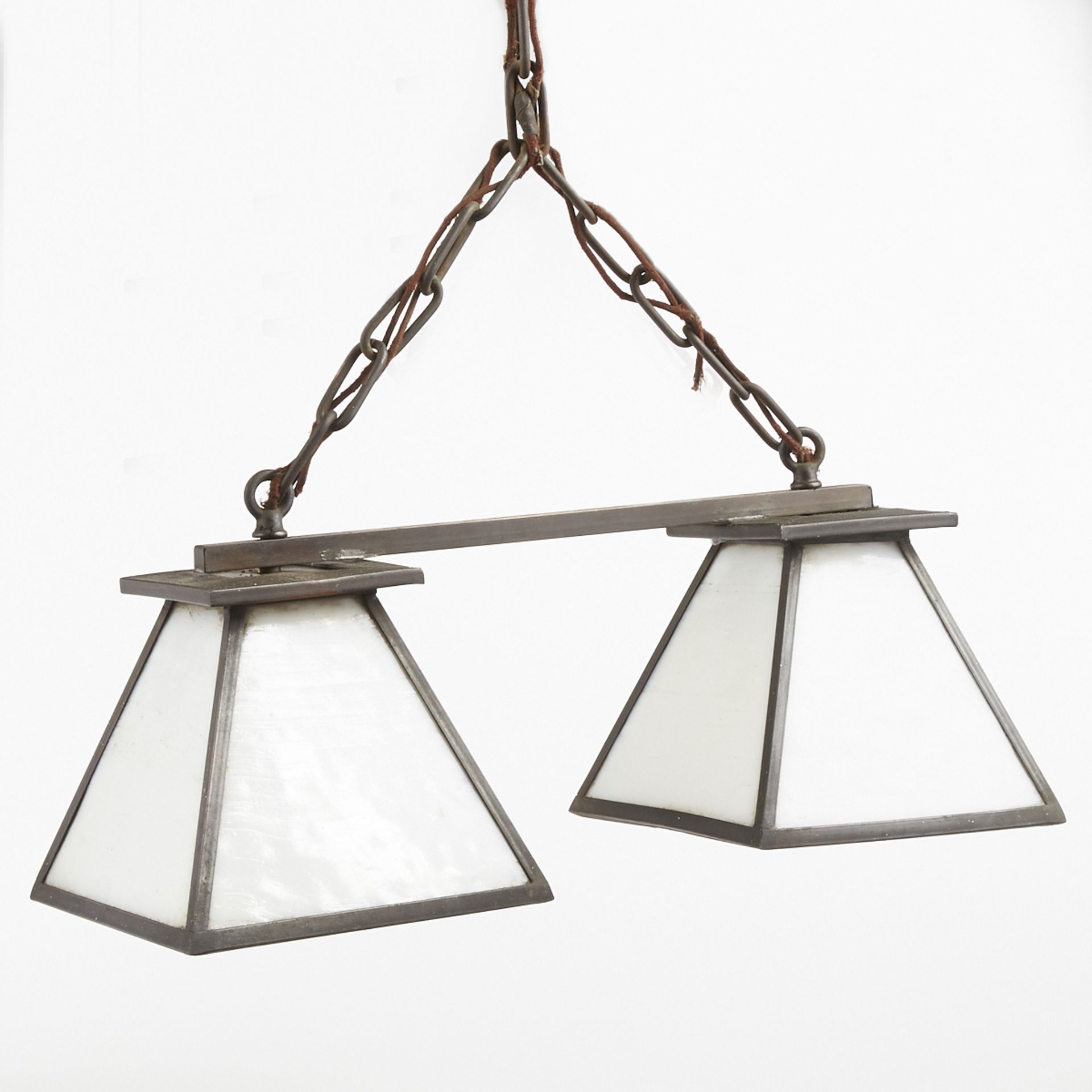 Bentley & Hausler Prairie School Metal Glass Hanging Light Fixture