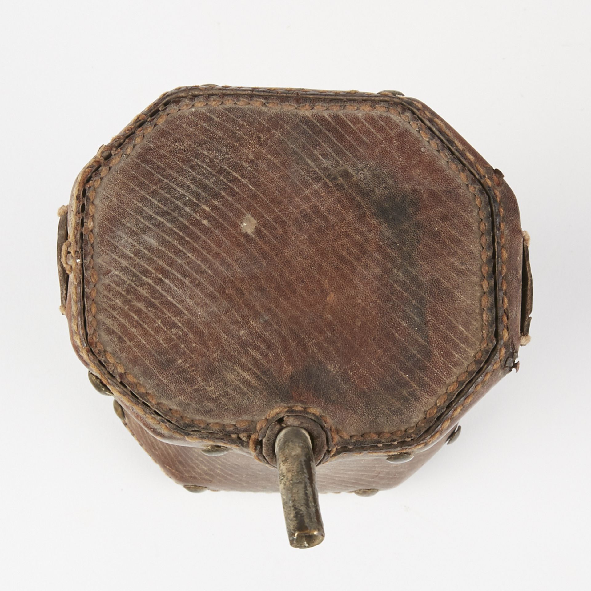 18th c. French/Canadian Leather Powder Flask - Bild 5 aus 6