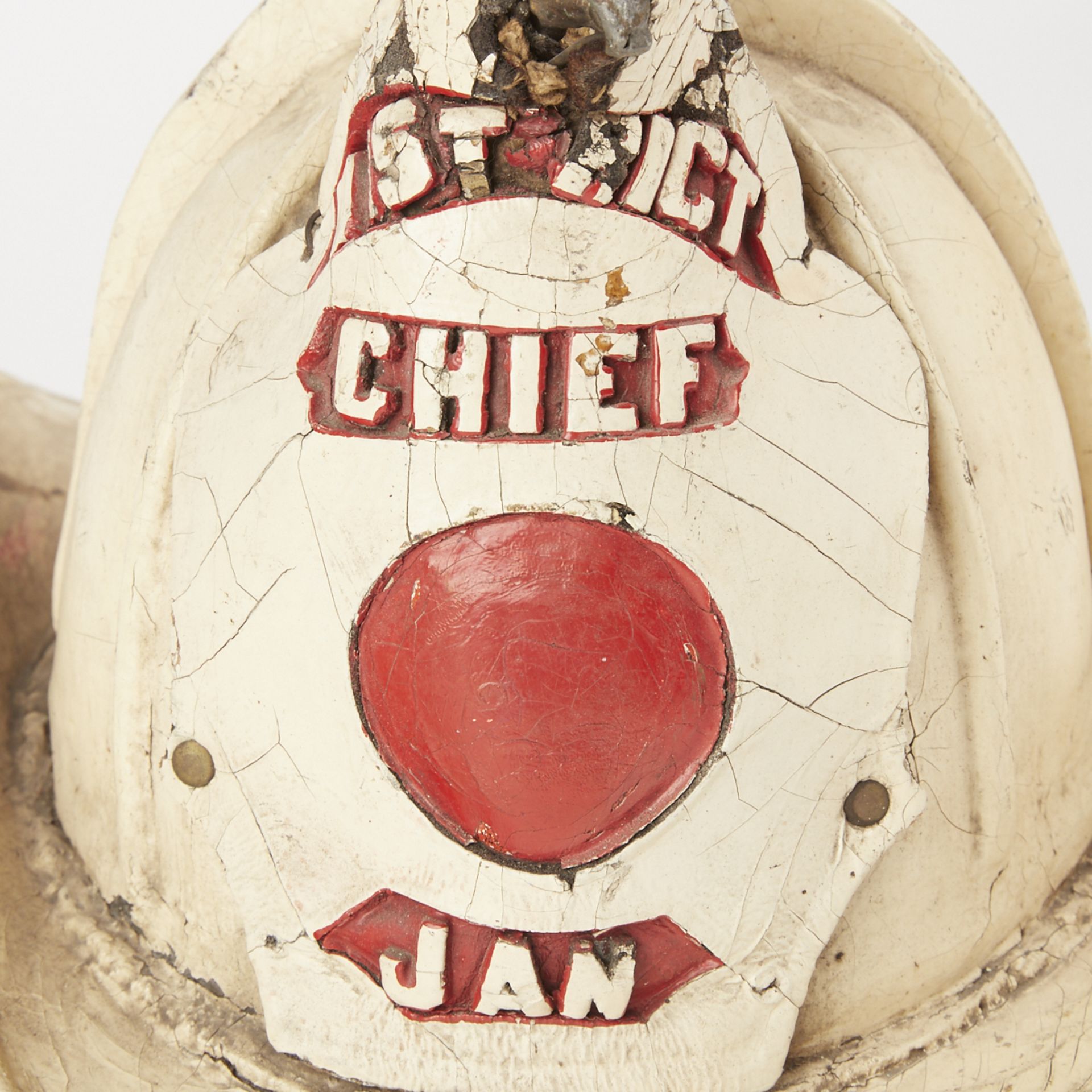 20th c. Painted Leather Fireman's Helmet Eagles Head - Bild 9 aus 9