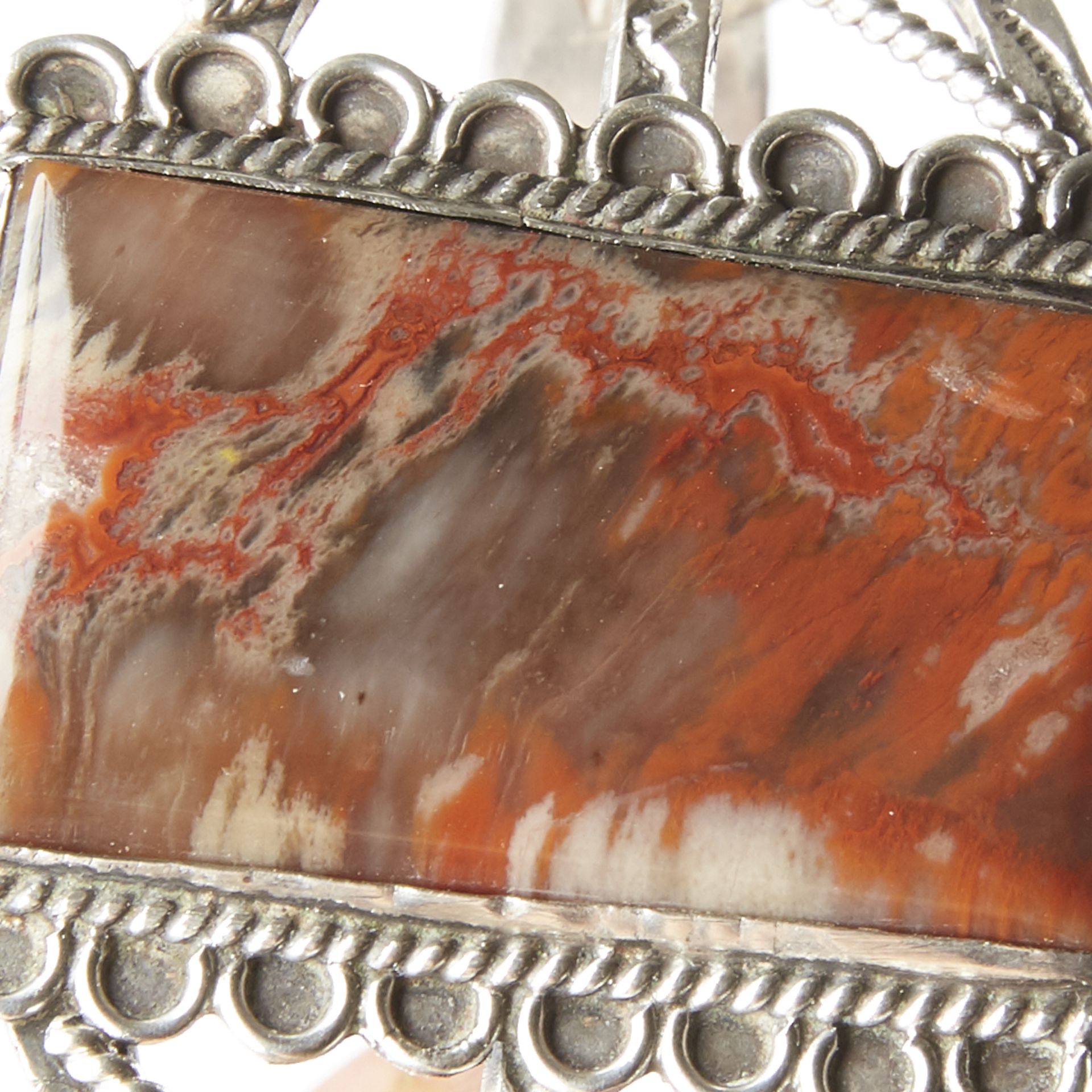 Early 20th c. SW Navajo Petrified Wood Silver Jewelry Cuff - Bild 7 aus 7