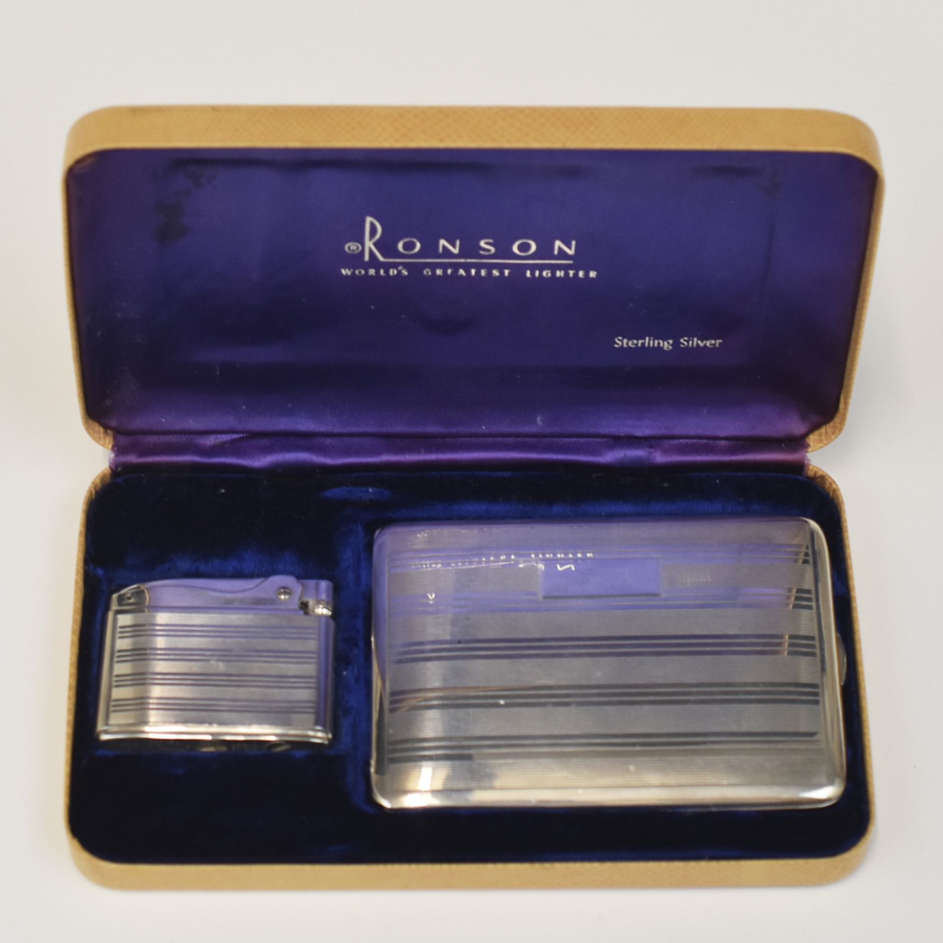 Ronson Sterling Silver Adonis Lighter and Cigarette Case Set - Bild 3 aus 7