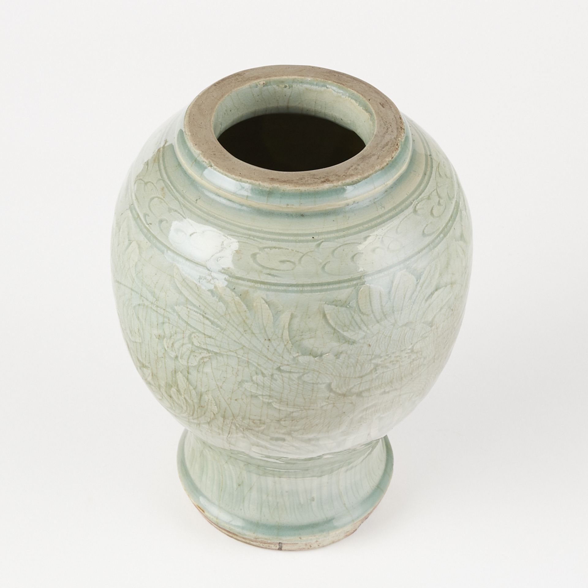 Chinese Longquan Celadon Vase - Cut Down - Bild 5 aus 6