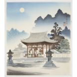 Tokuriki Tomikichiro "The Full Moon of Ishiyama Temple" Japanese Woodblock Print