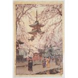 Hiroshi Yoshida "A Glimpse of Ueno Park" Japanese Woodblock Print