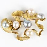 Ed Wiener 18K Gold & Pearl Brooch