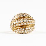 18K Yellow Gold And Diamond Dome Ring