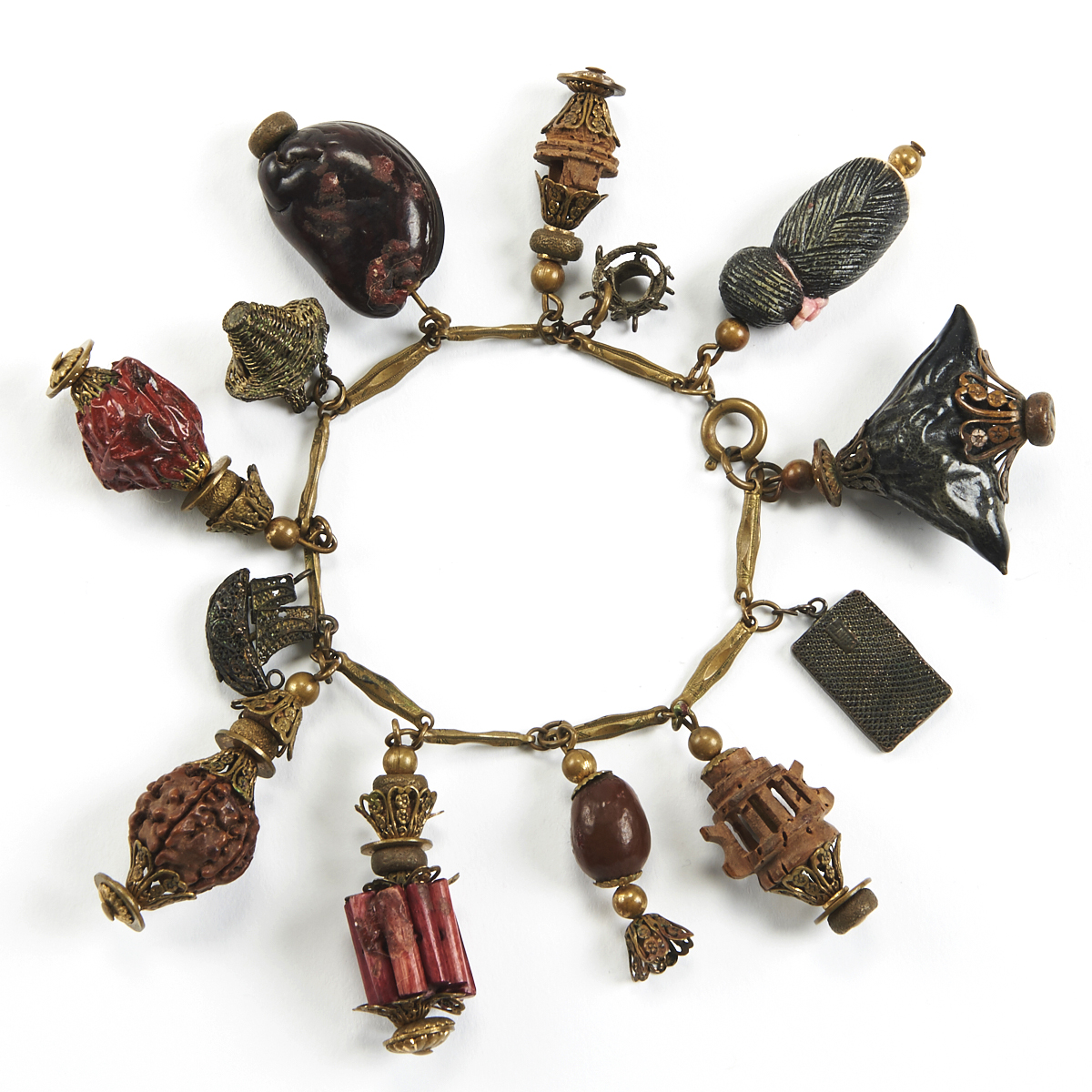 Chinese Charm Bracelet w/ Carved Nuts - Image 2 of 4