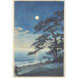 Hasui Kawase "Spring Moon & Ninomiya Beach" Woodblock Print