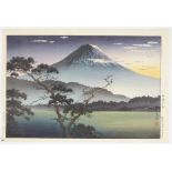 Tsuchiya Koitsu "Lake Sai Sunset"Japanese Woodblock Print