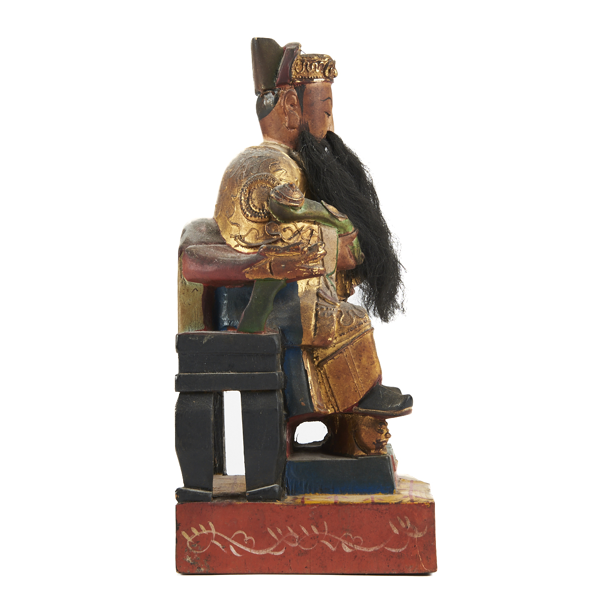 Chinese Carved Polychrome Deity Tu Di Gong - Image 3 of 7