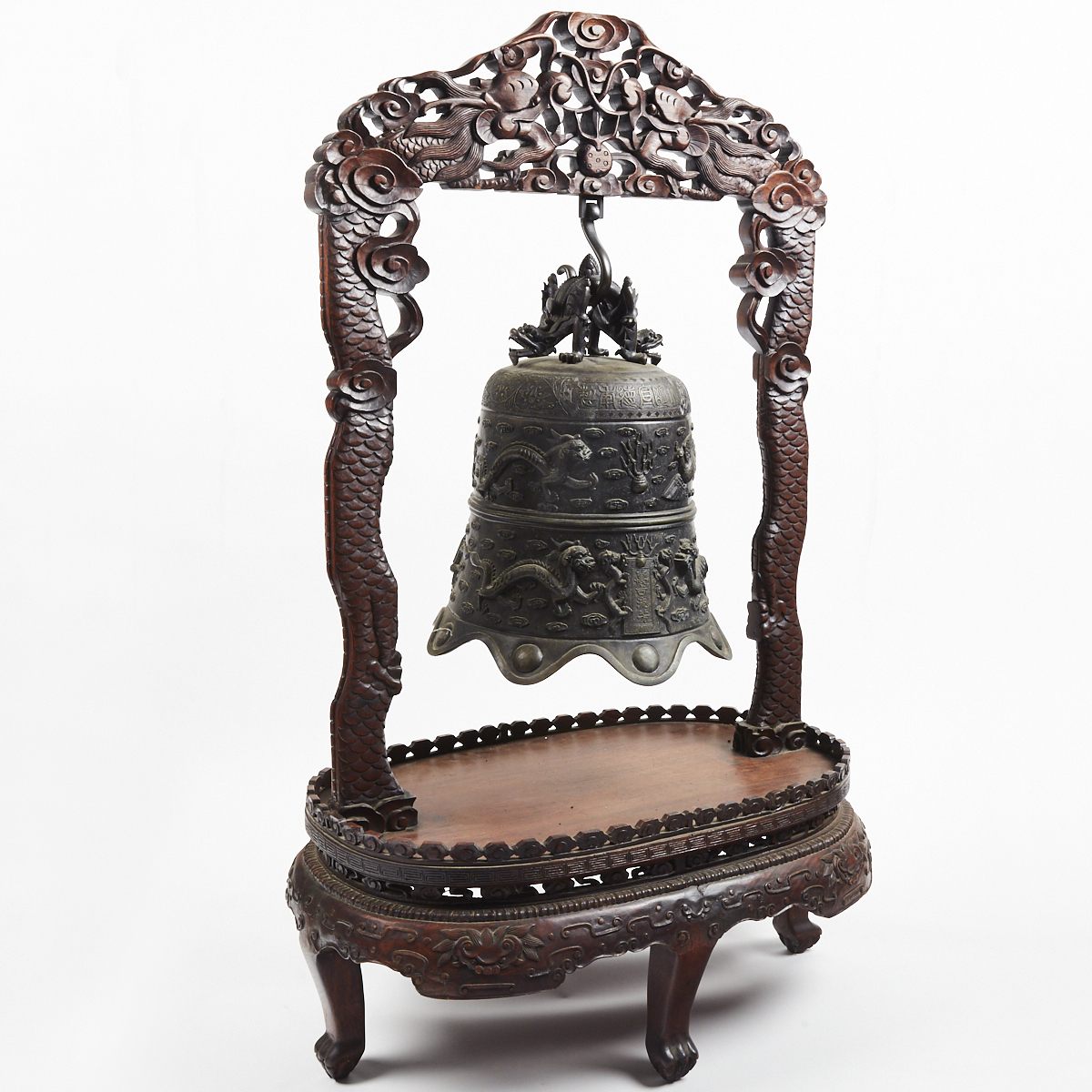 Large Chinese Bronze Bell with Stand - Marked - Image 4 of 16