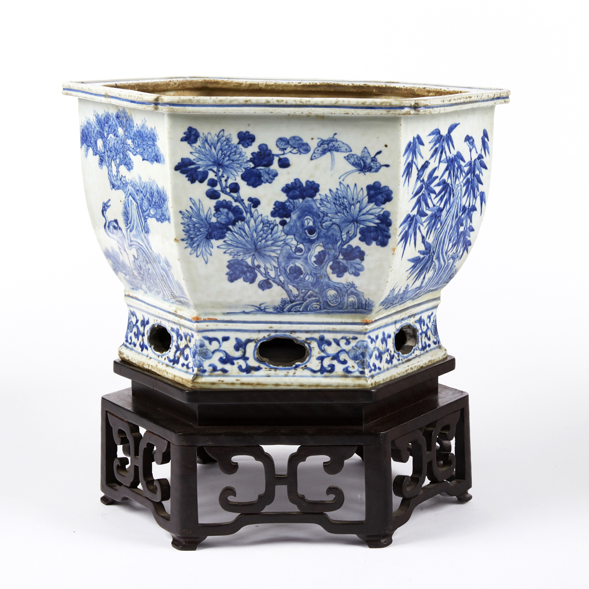 Early 19th c. Chinese Porcelain Jardiniere w/ Stand - Image 3 of 5